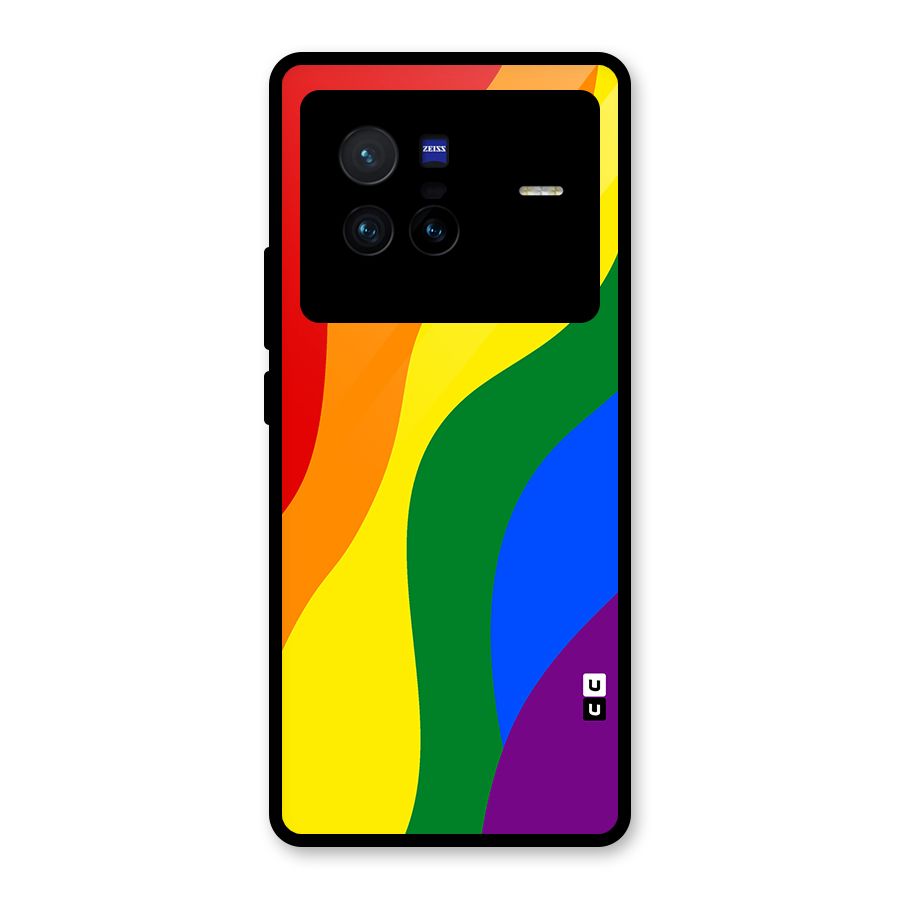 Rainbow Slant Curves Glass Back Case for Vivo X80