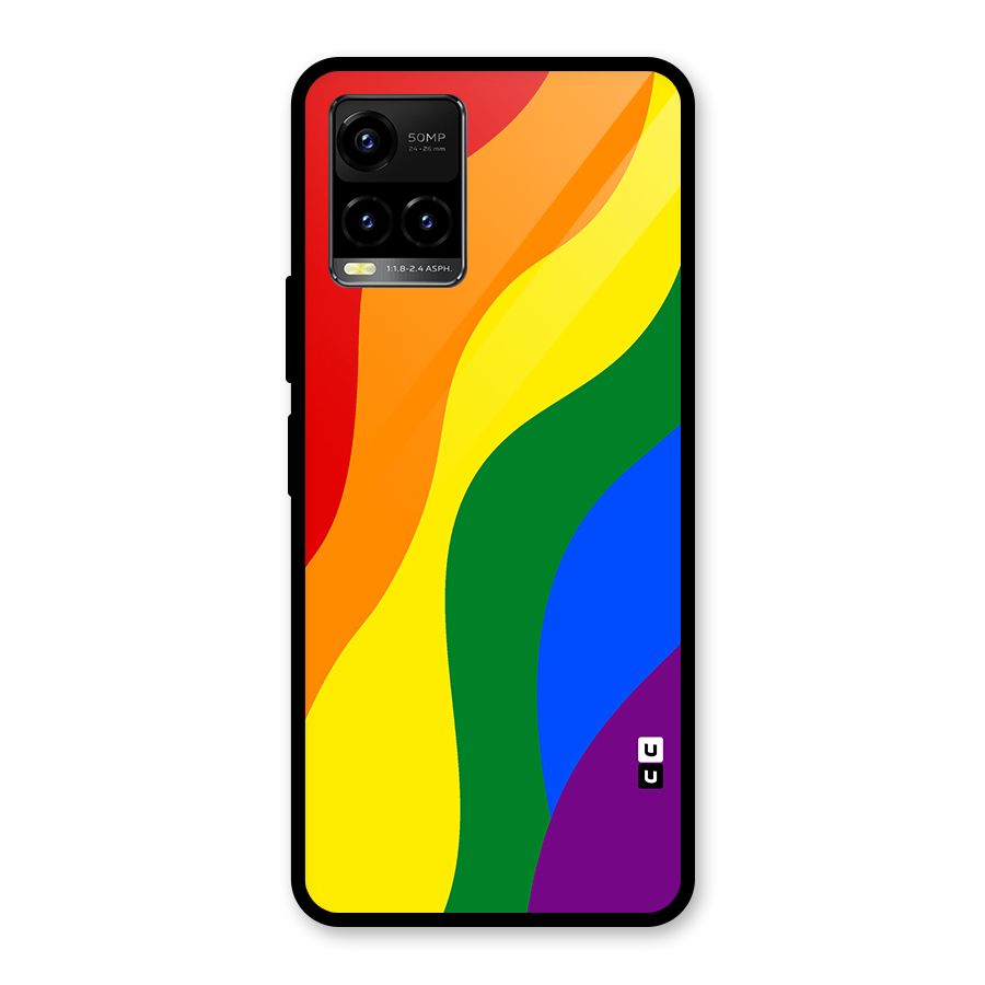 Rainbow Slant Curves Glass Back Case for Vivo Y21A