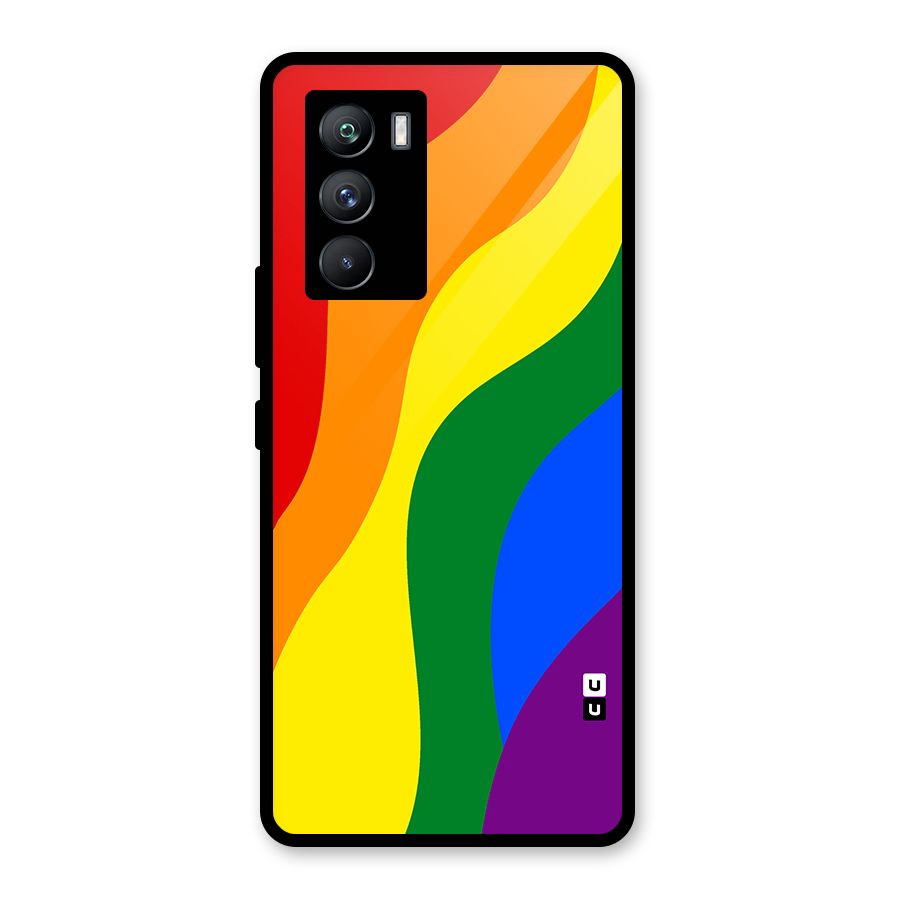 Rainbow Slant Curves Glass Back Case for Vivo iQOO 9 SE