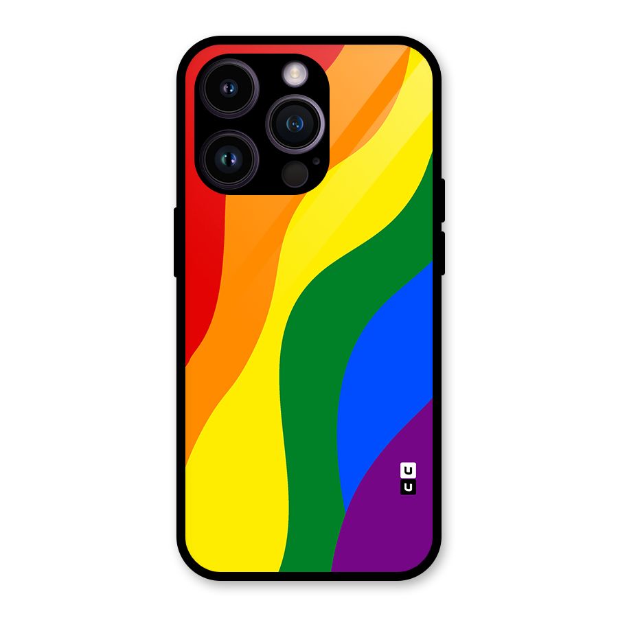 Rainbow Slant Curves Glass Back Case for iPhone 14 Pro