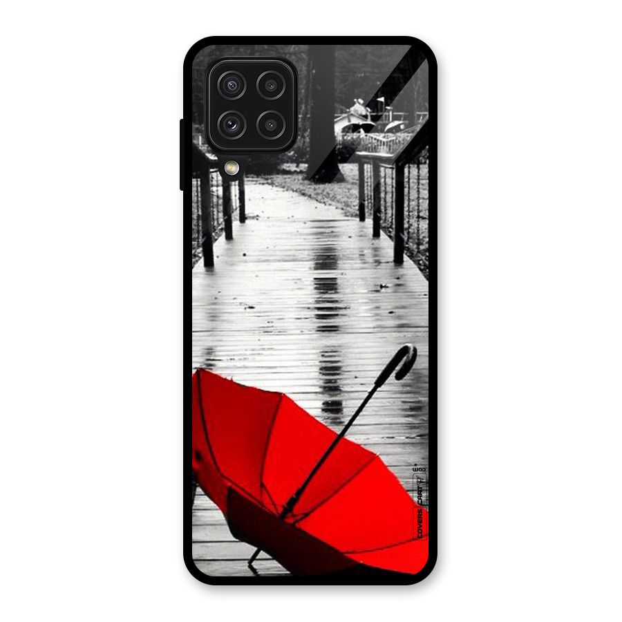 Rainy Red Umbrella Glass Back Case for Galaxy A22 4G