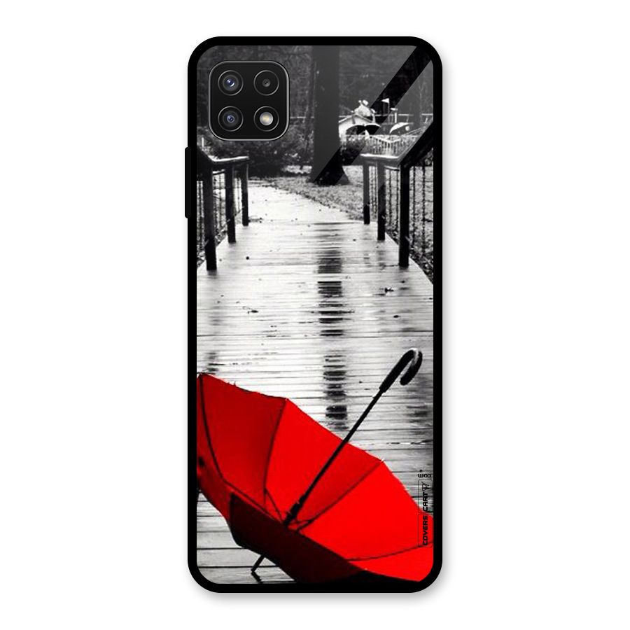 Rainy Red Umbrella Glass Back Case for Galaxy A22 5G