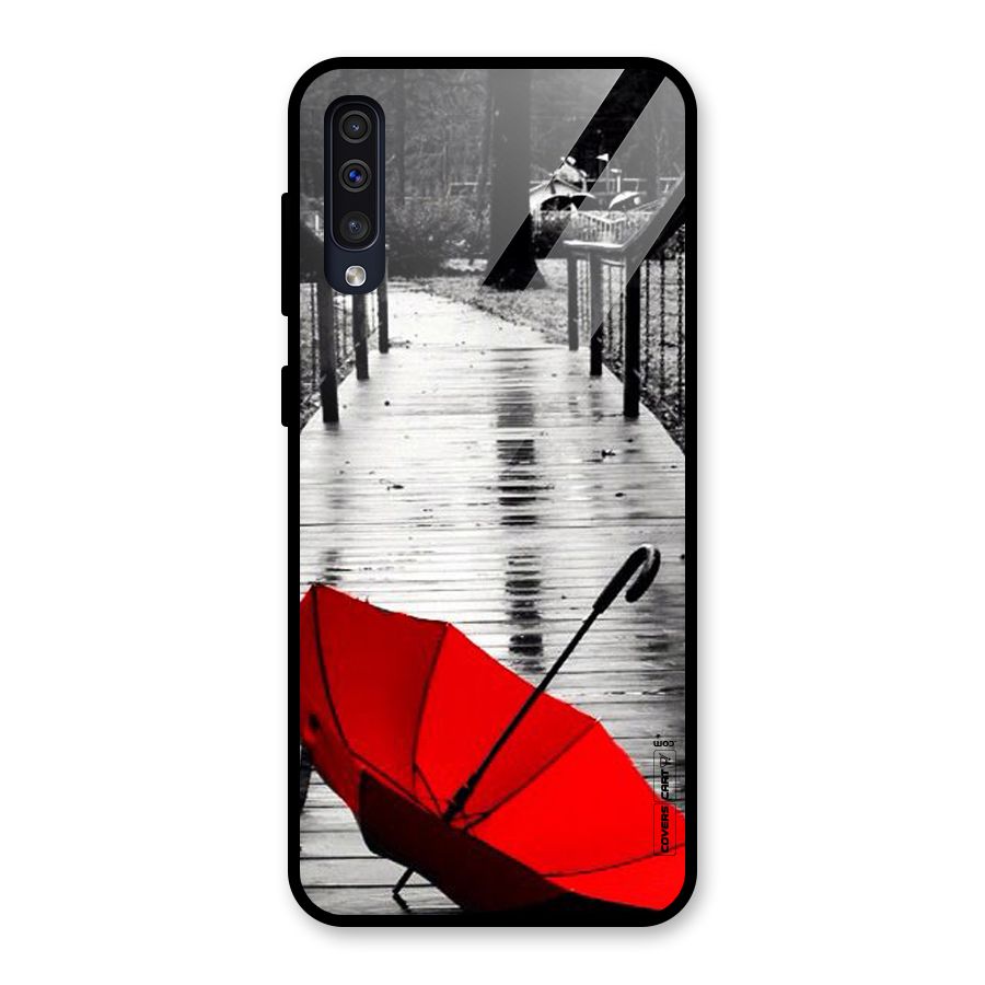 Rainy Red Umbrella Glass Back Case for Galaxy A50