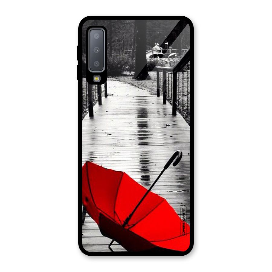 Rainy Red Umbrella Glass Back Case for Galaxy A7 (2018)