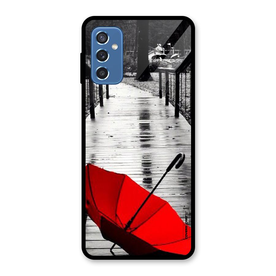Rainy Red Umbrella Glass Back Case for Galaxy M52 5G