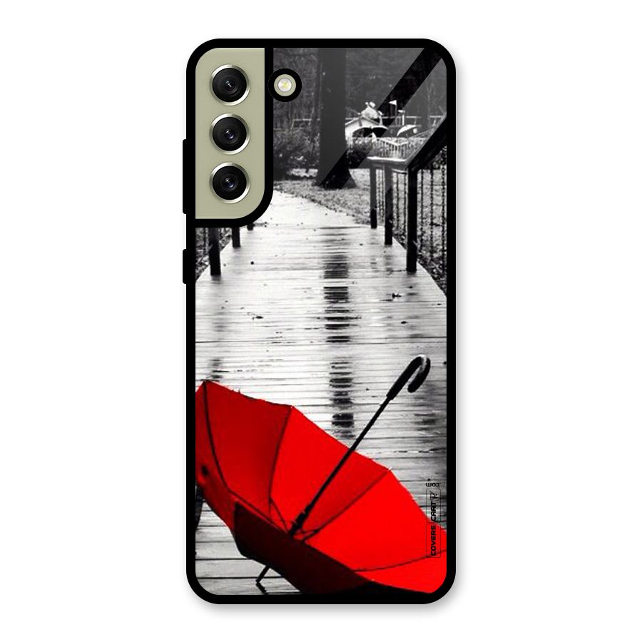 Rainy Red Umbrella Glass Back Case for Galaxy S21 FE 5G