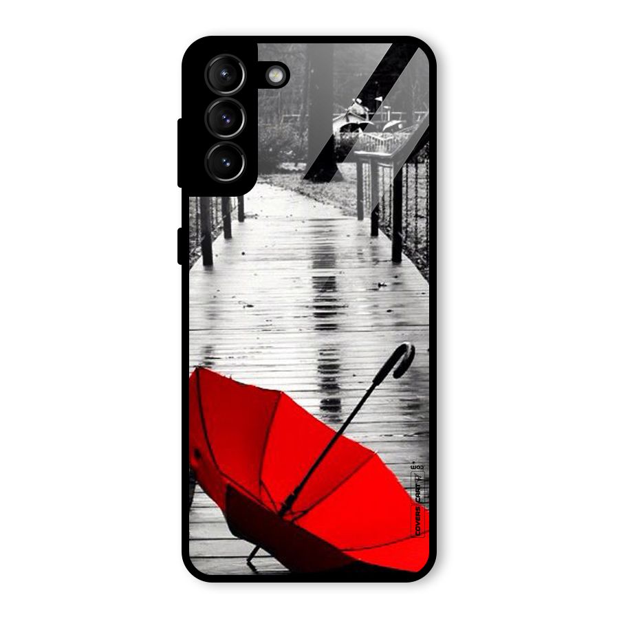 Rainy Red Umbrella Glass Back Case for Galaxy S21 Plus