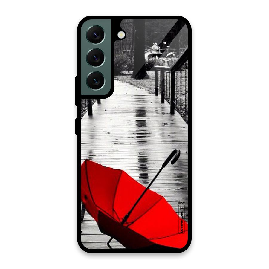 Rainy Red Umbrella Glass Back Case for Galaxy S22 5G