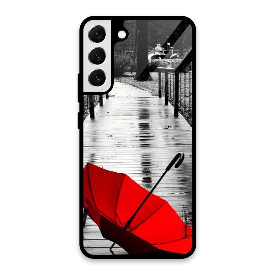 Rainy Red Umbrella Glass Back Case for Galaxy S22 Plus 5G