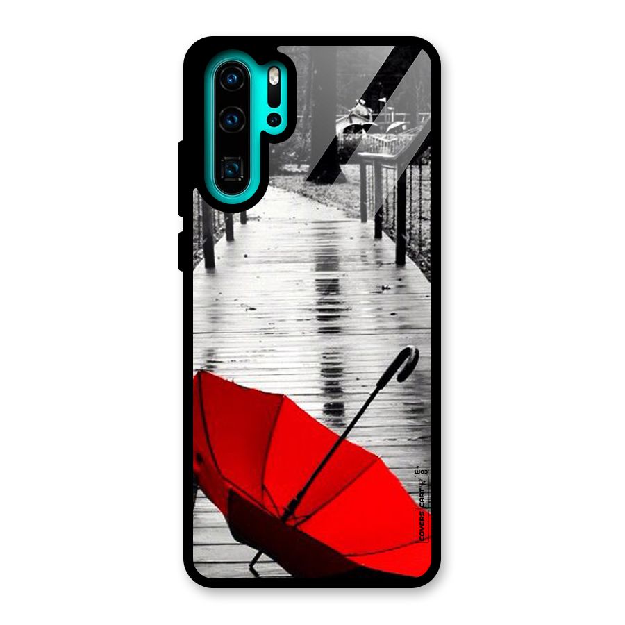Rainy Red Umbrella Glass Back Case for Huawei P30 Pro
