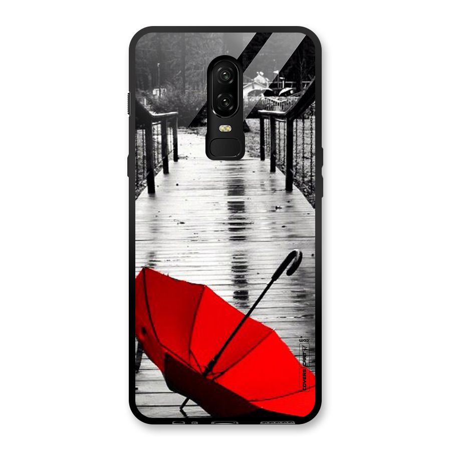 Rainy Red Umbrella Glass Back Case for OnePlus 6