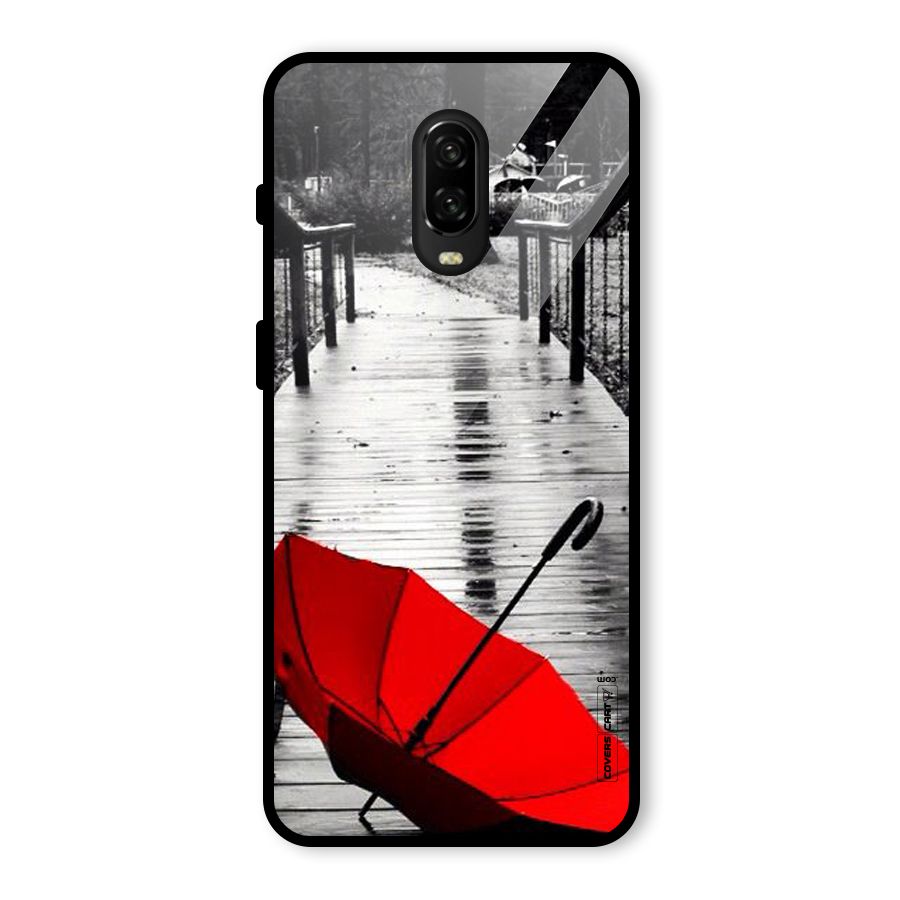 Rainy Red Umbrella Glass Back Case for OnePlus 6T