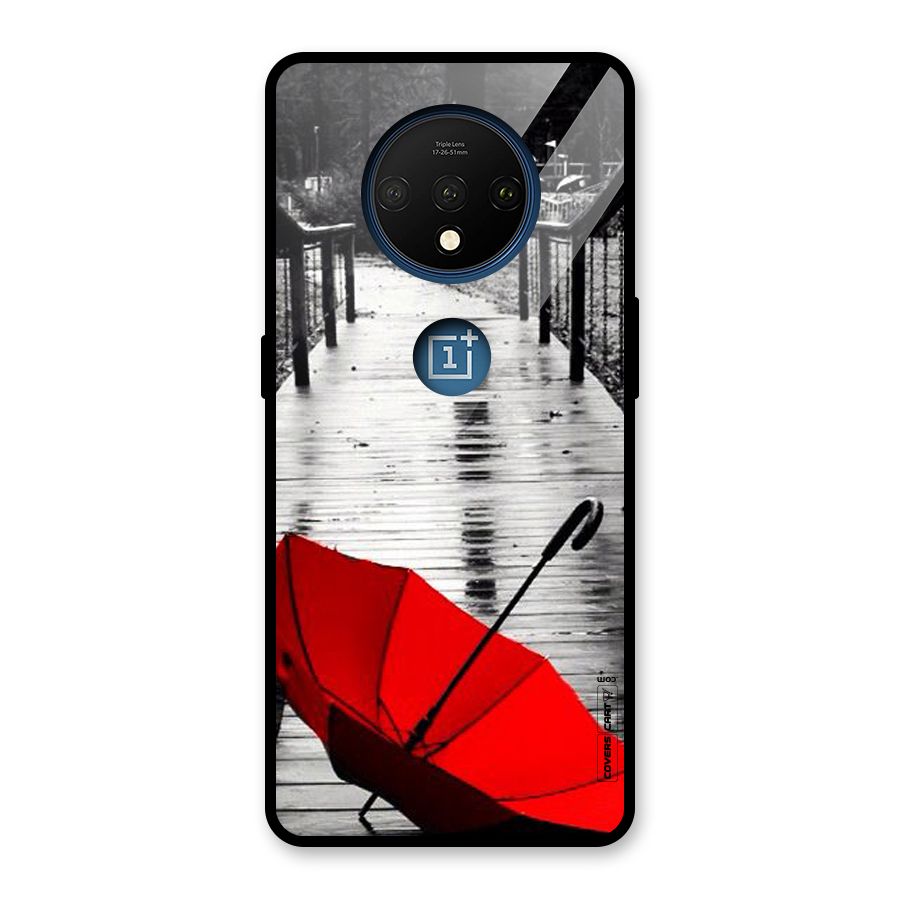 Rainy Red Umbrella Glass Back Case for OnePlus 7T