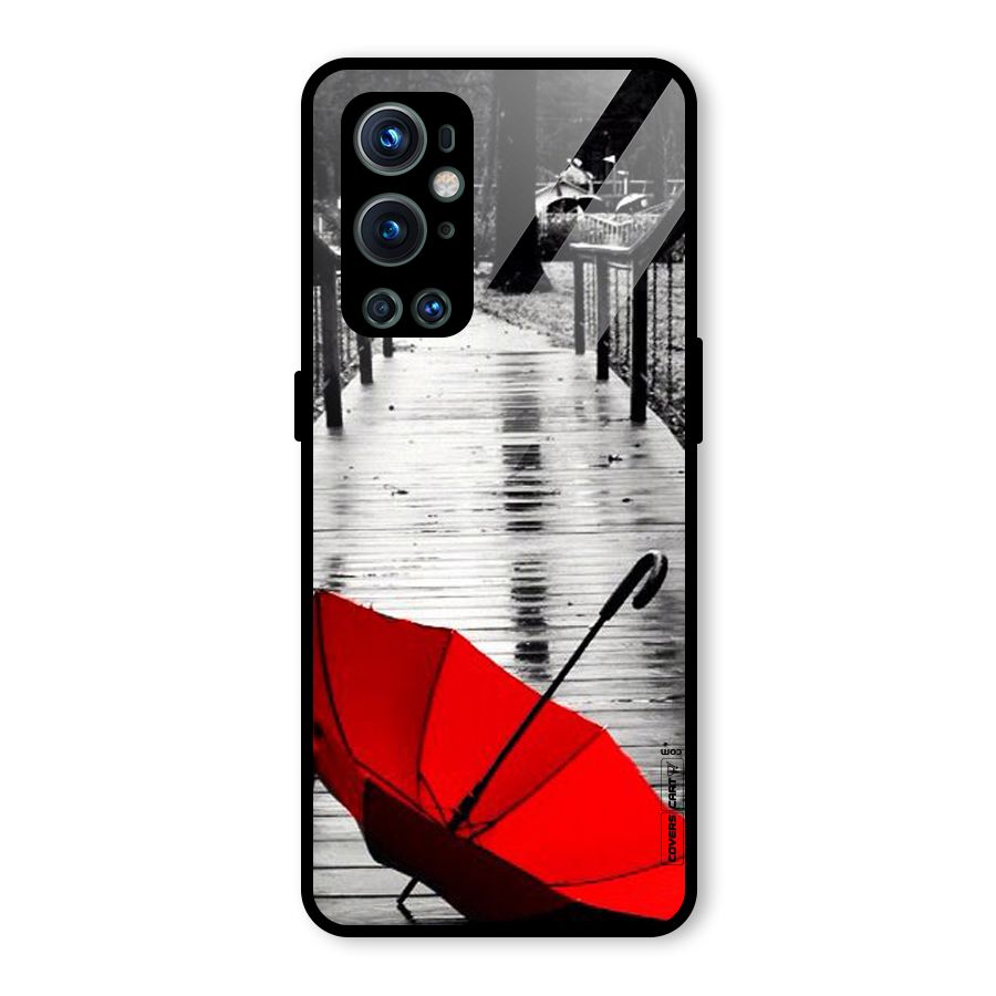 Rainy Red Umbrella Glass Back Case for OnePlus 9 Pro