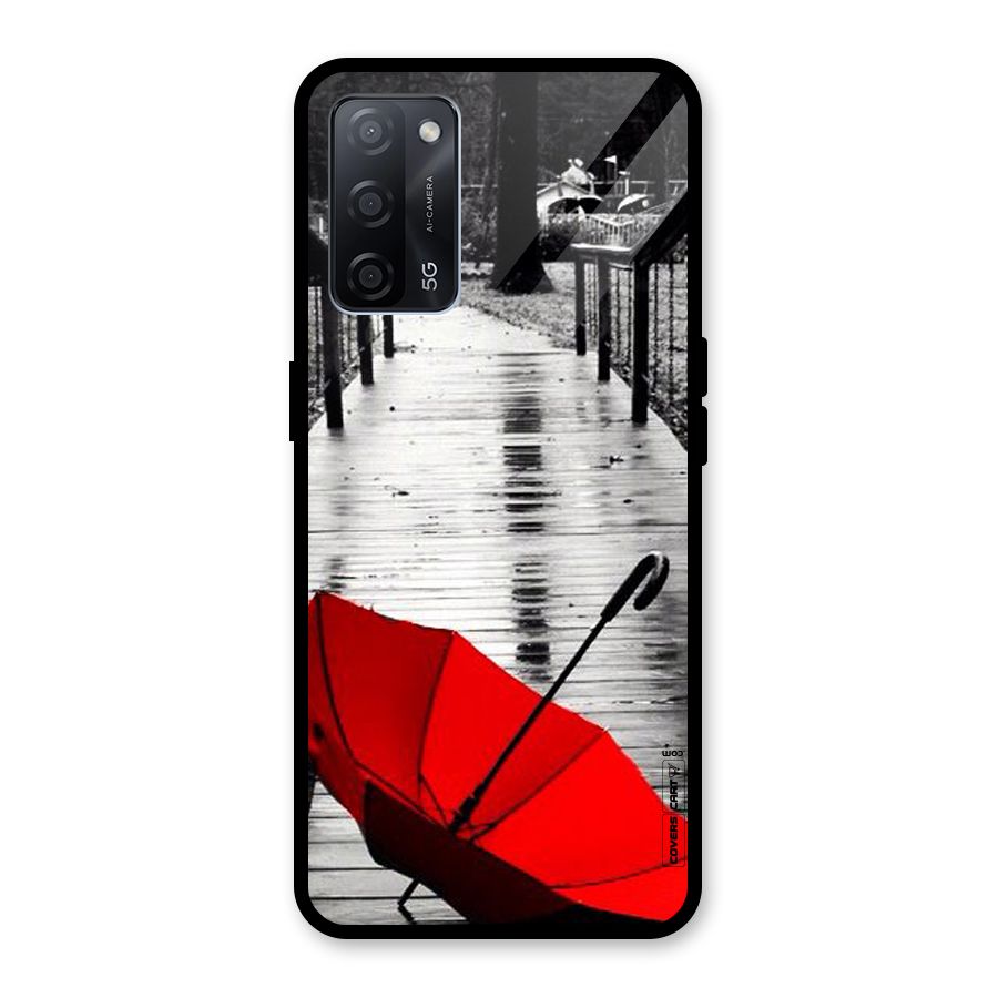 Rainy Red Umbrella Glass Back Case for Oppo A53s 5G
