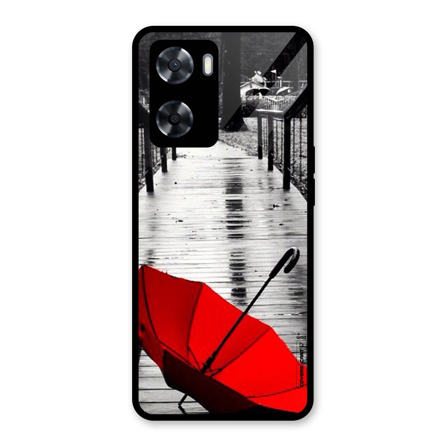 Rainy Red Umbrella Glass Back Case for Oppo A57 2022