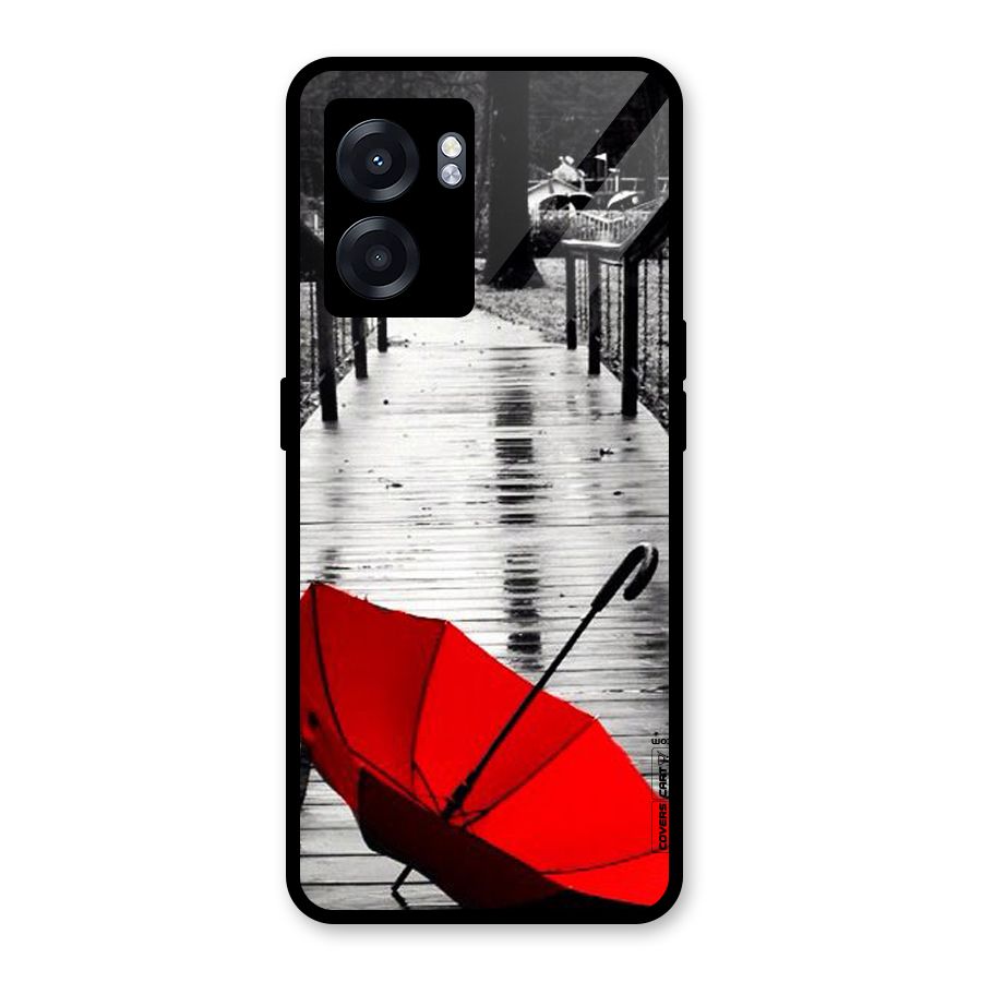 Rainy Red Umbrella Glass Back Case for Oppo K10 (5G)