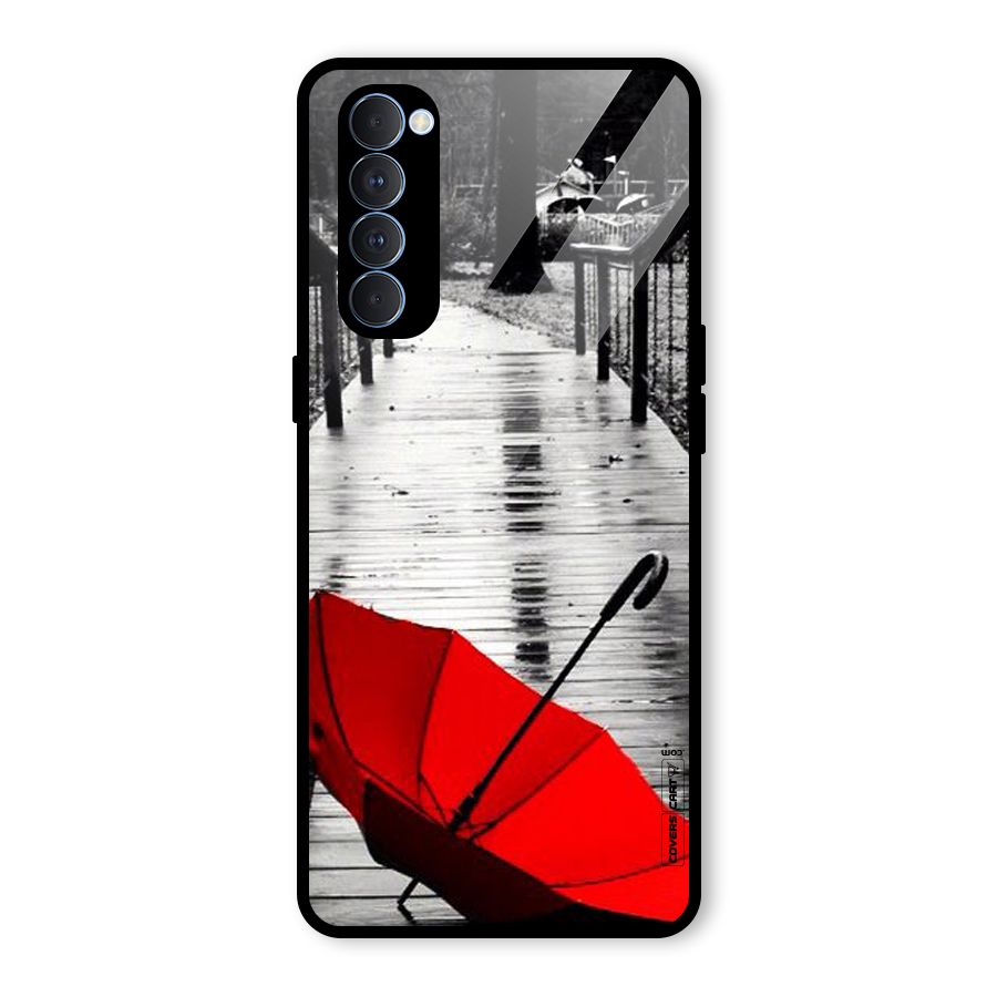Rainy Red Umbrella Glass Back Case for Oppo Reno4 Pro