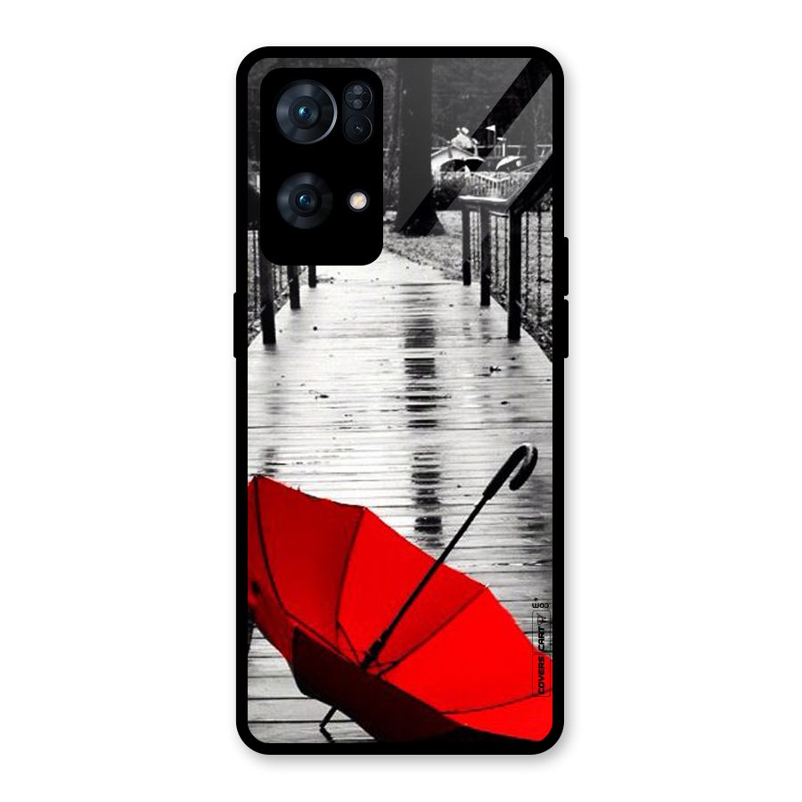 Rainy Red Umbrella Glass Back Case for Oppo Reno7 Pro 5G