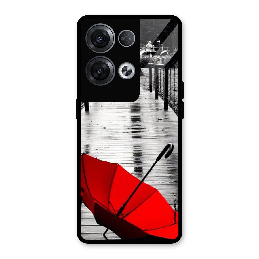 Rainy Red Umbrella Glass Back Case for Oppo Reno8 Pro 5G