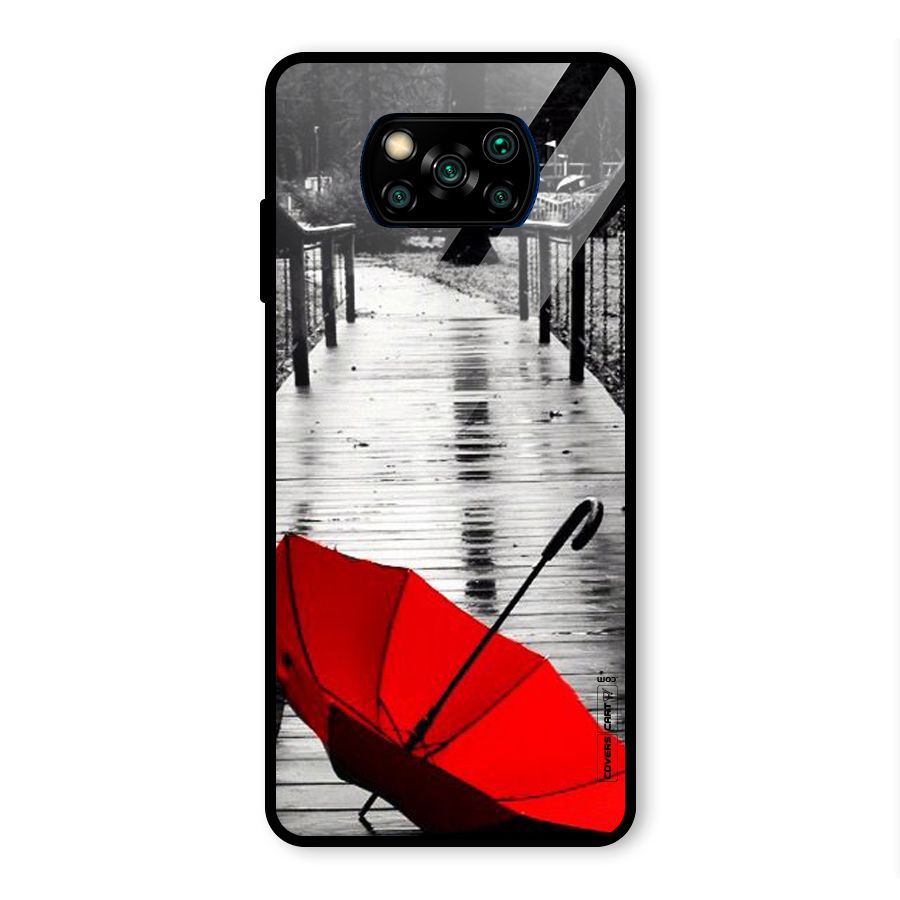Rainy Red Umbrella Glass Back Case for Poco X3 Pro