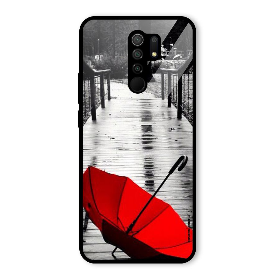 Rainy Red Umbrella Glass Back Case for Redmi 9 Prime