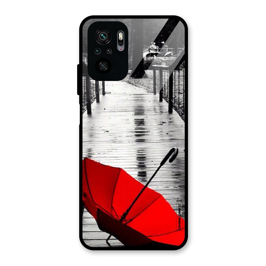 Rainy Red Umbrella Glass Back Case for Redmi Note 10S