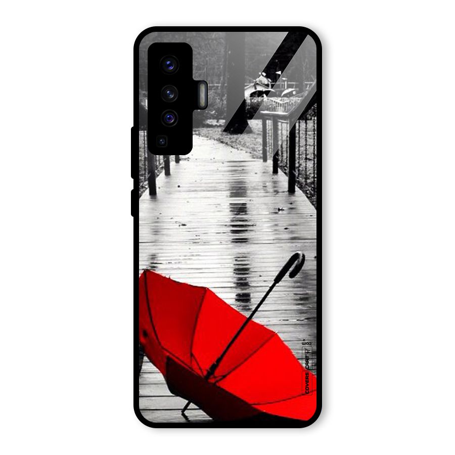 Rainy Red Umbrella Glass Back Case for Vivo X50