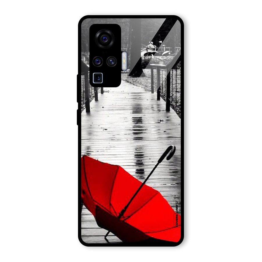 Rainy Red Umbrella Glass Back Case for Vivo X50 Pro