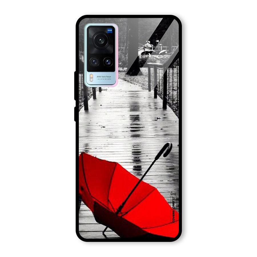 Rainy Red Umbrella Glass Back Case for Vivo X60