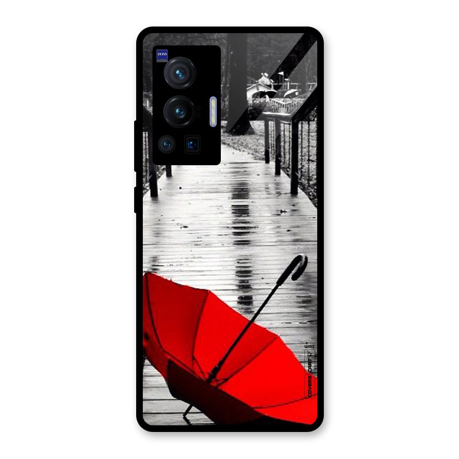 Rainy Red Umbrella Glass Back Case for Vivo X70 Pro