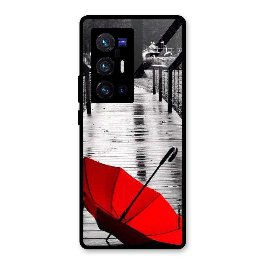 Rainy Red Umbrella Glass Back Case for Vivo X70 Pro Plus
