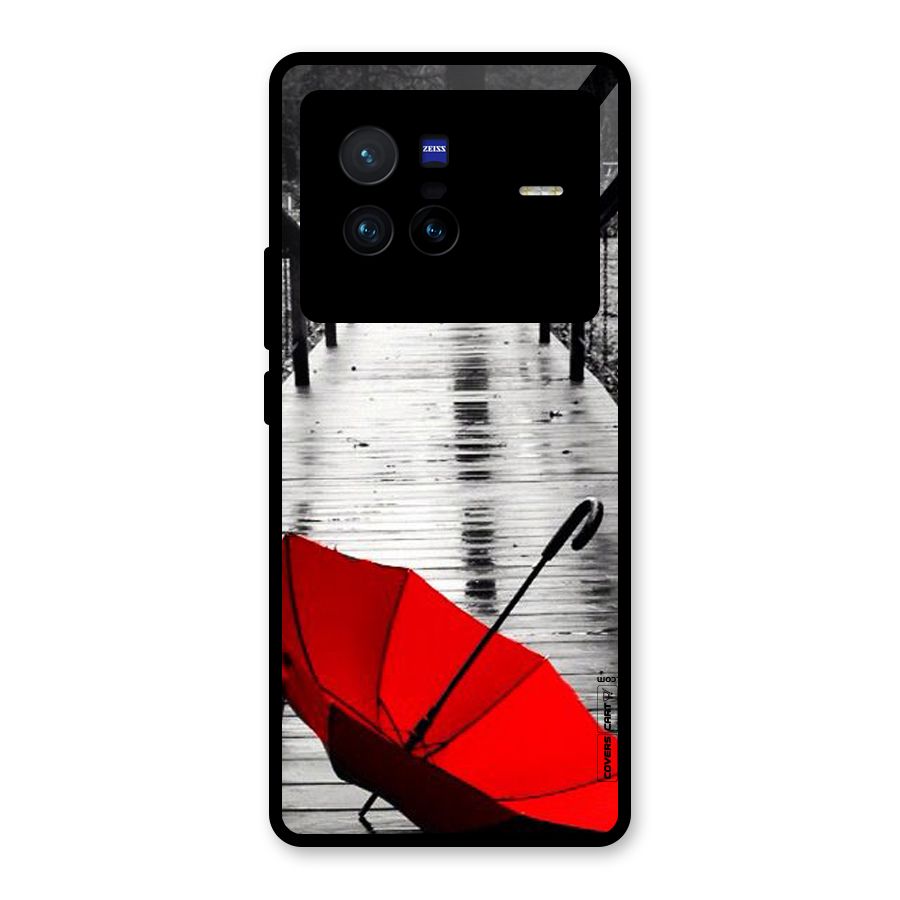Rainy Red Umbrella Glass Back Case for Vivo X80