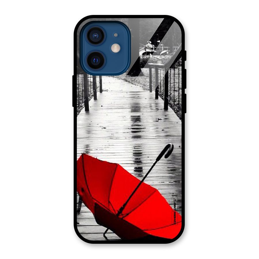 Rainy Red Umbrella Glass Back Case for iPhone 12 Mini