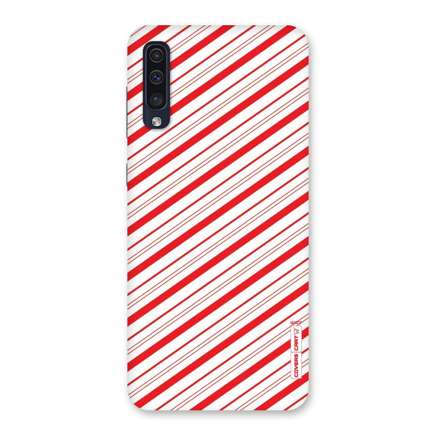 Red And White Diagonal Stripes Back Case for Galaxy A50