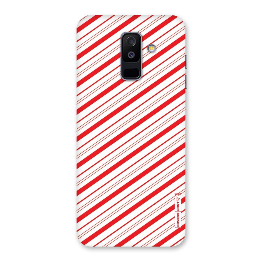 Red And White Diagonal Stripes Back Case for Galaxy A6 Plus