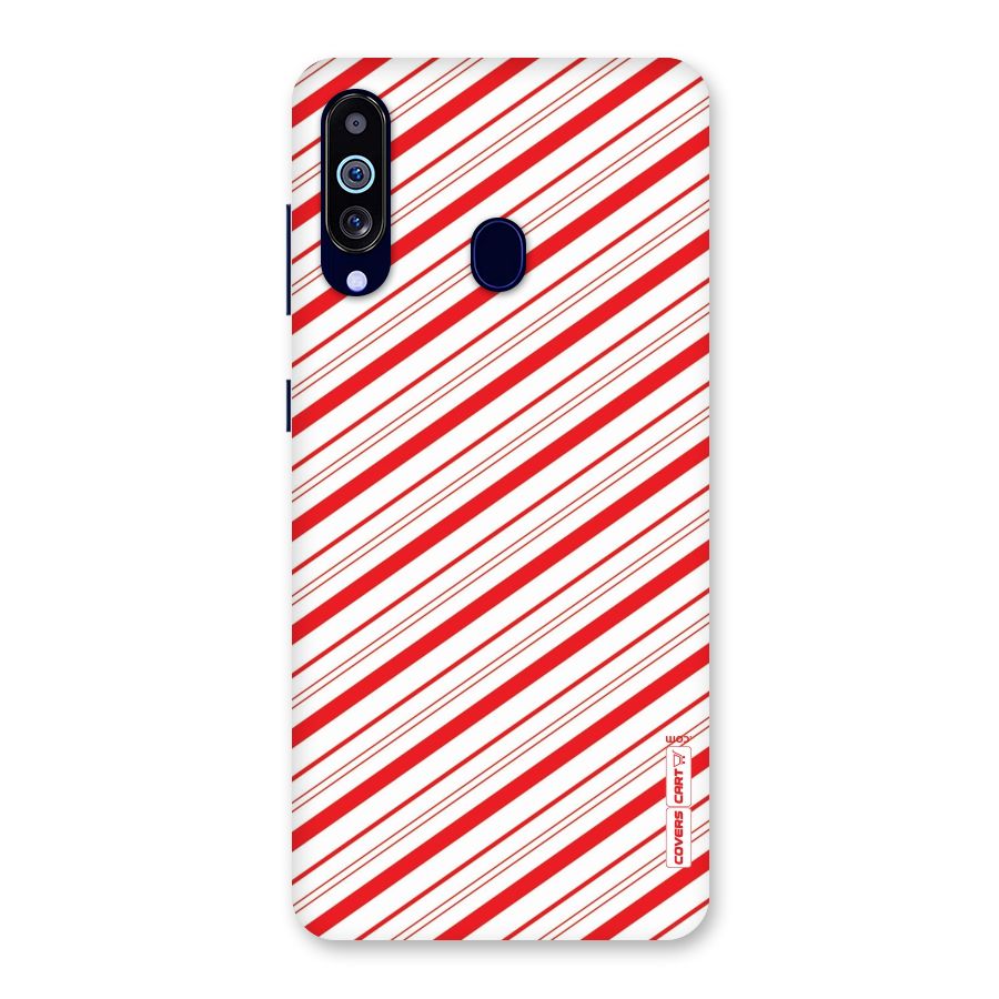 Red And White Diagonal Stripes Back Case for Galaxy A60