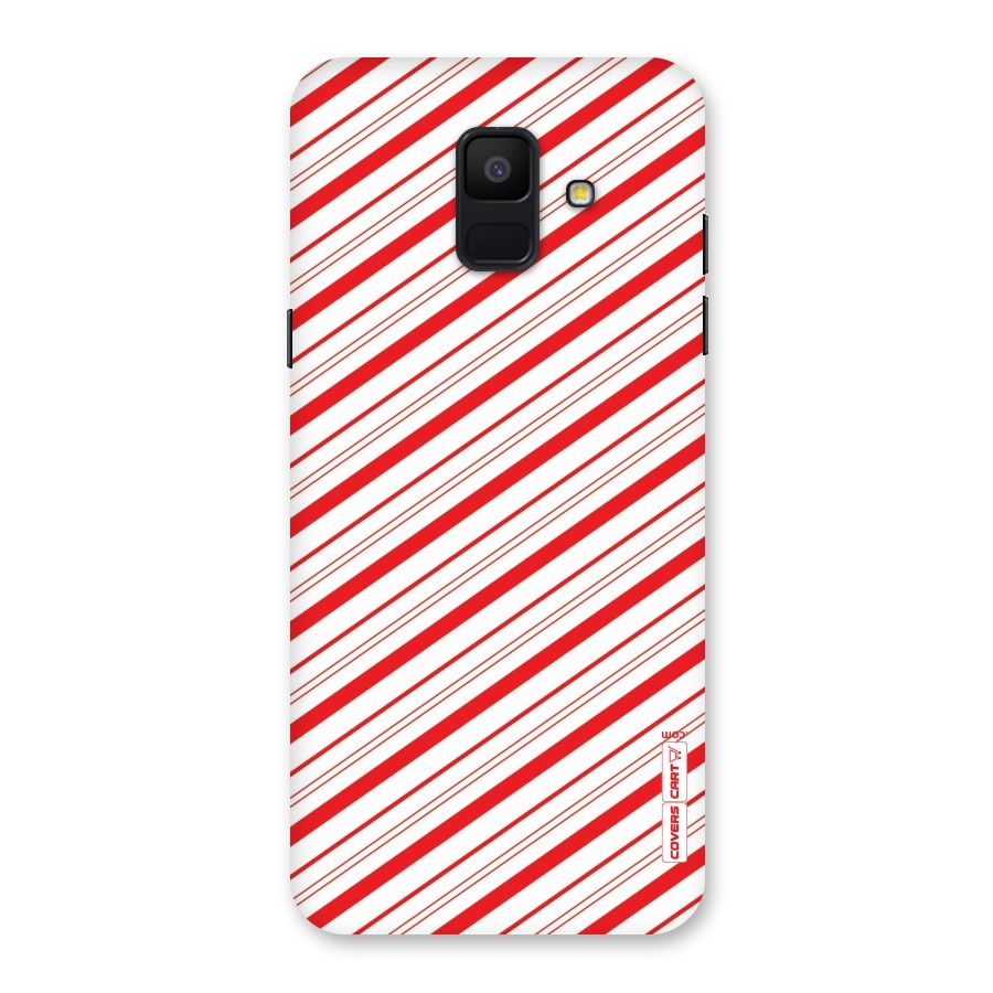 Red And White Diagonal Stripes Back Case for Galaxy A6 (2018)