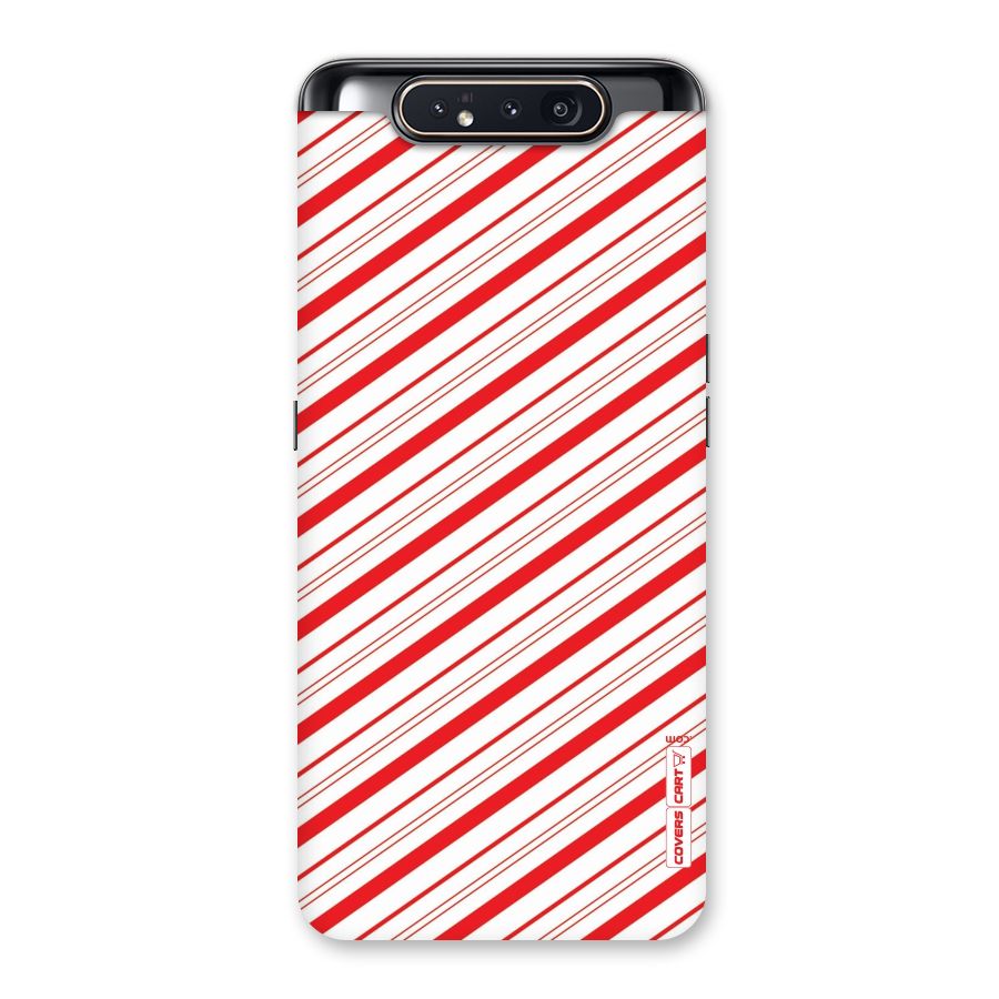 Red And White Diagonal Stripes Back Case for Galaxy A80