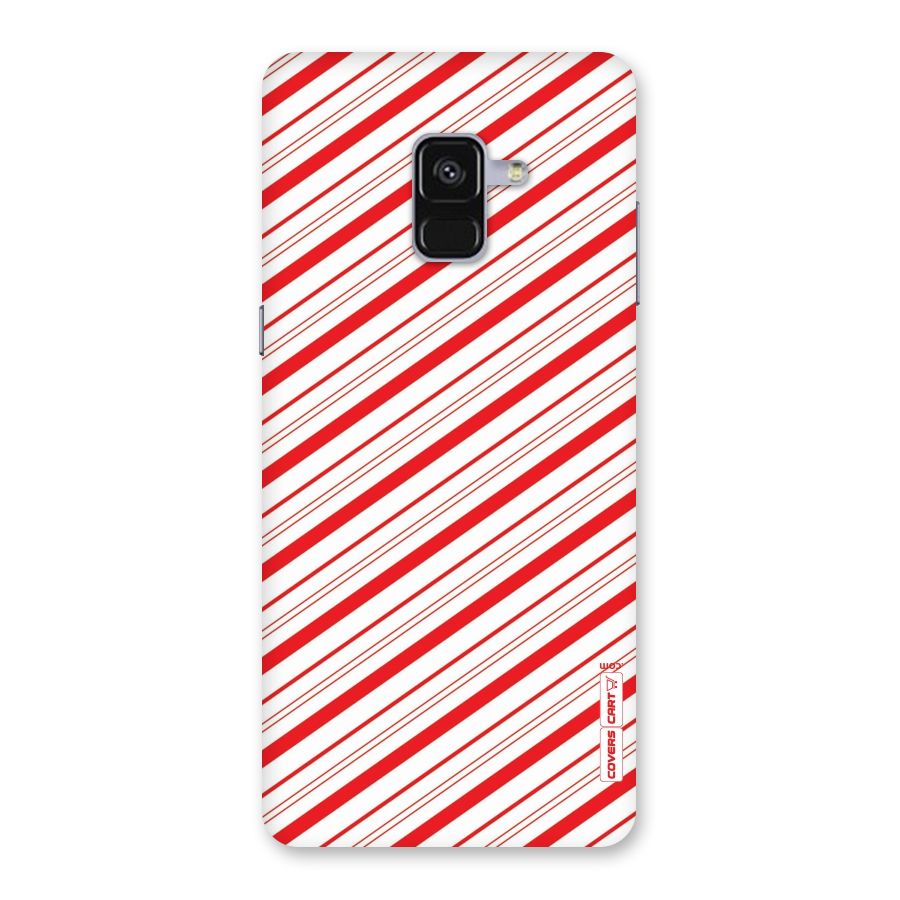Red And White Diagonal Stripes Back Case for Galaxy A8 Plus