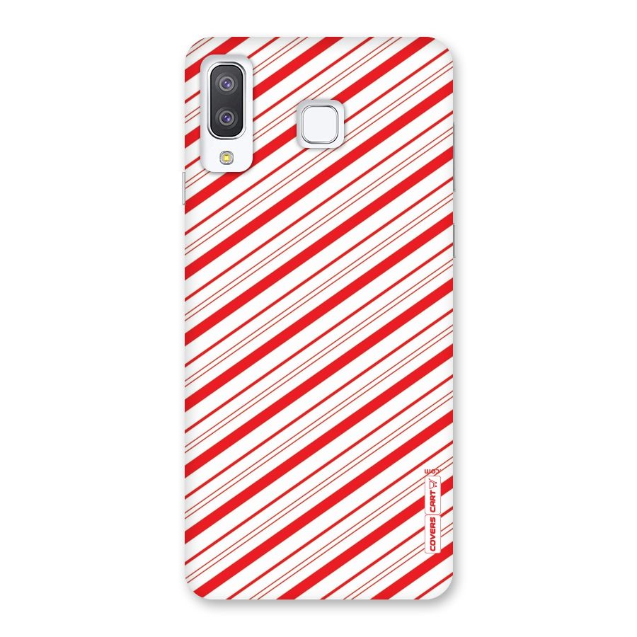 Red And White Diagonal Stripes Back Case for Galaxy A8 Star