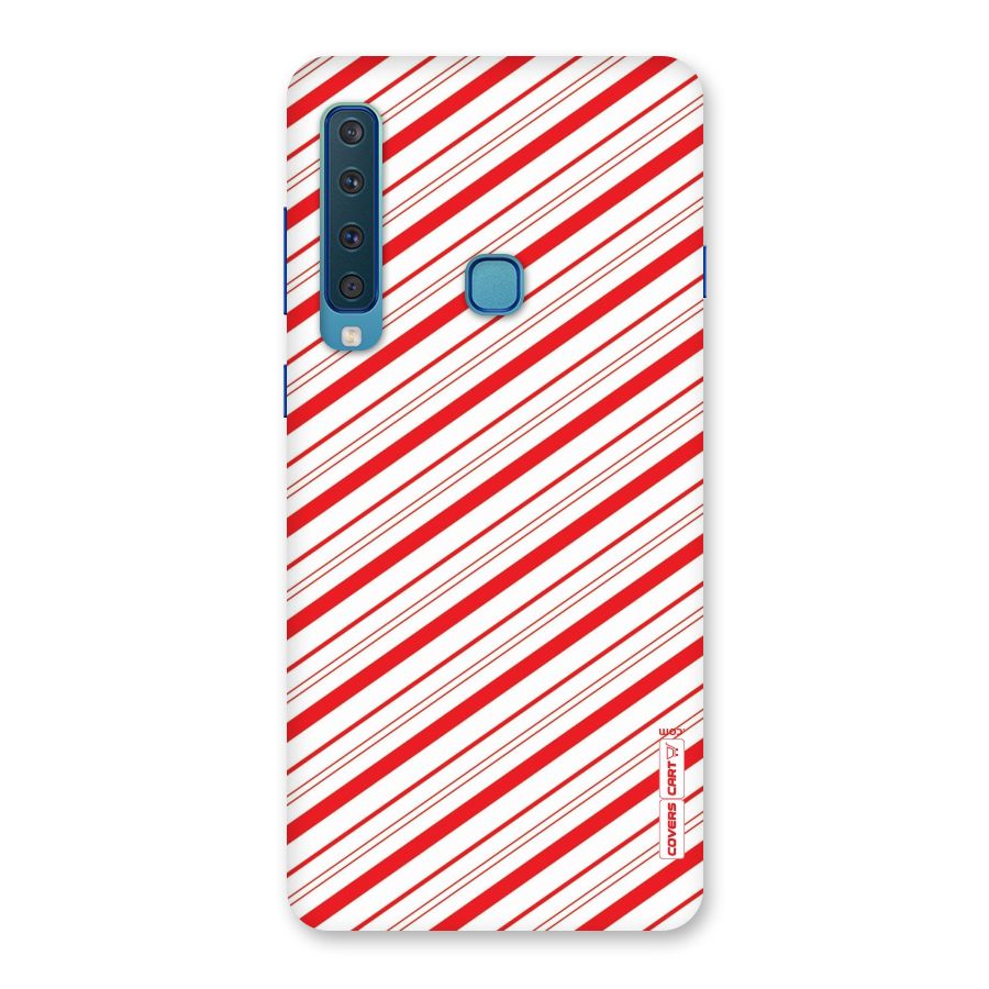 Red And White Diagonal Stripes Back Case for Galaxy A9 (2018)