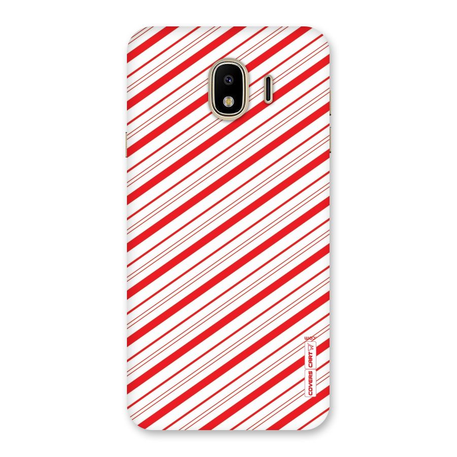 Red And White Diagonal Stripes Back Case for Galaxy J4