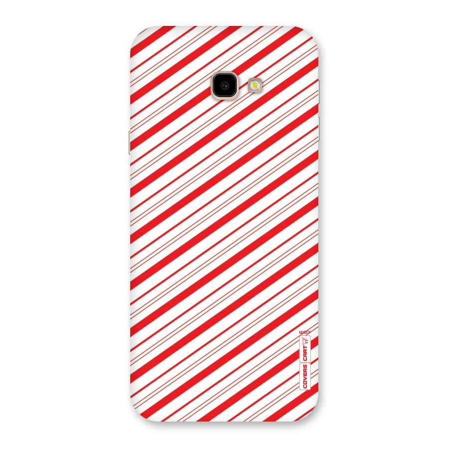 Red And White Diagonal Stripes Back Case for Galaxy J4 Plus