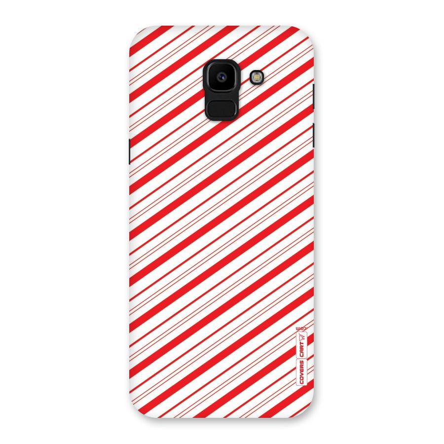Red And White Diagonal Stripes Back Case for Galaxy J6