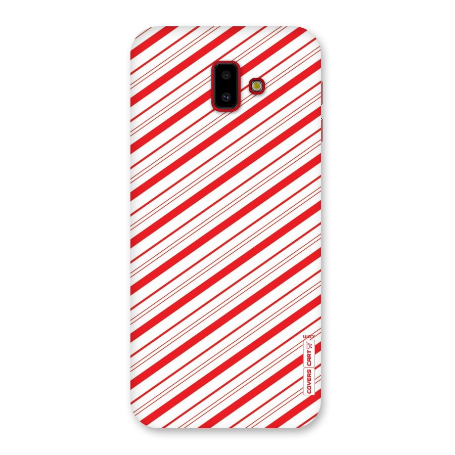 Red And White Diagonal Stripes Back Case for Galaxy J6 Plus