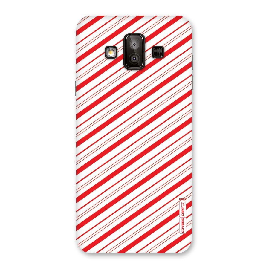 Red And White Diagonal Stripes Back Case for Galaxy J7 Duo
