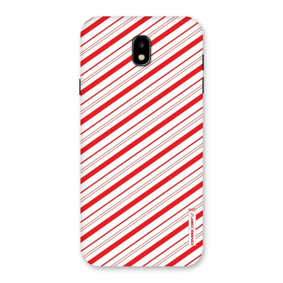Red And White Diagonal Stripes Back Case for Galaxy J7 Pro