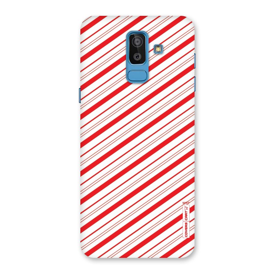 Red And White Diagonal Stripes Back Case for Galaxy J8