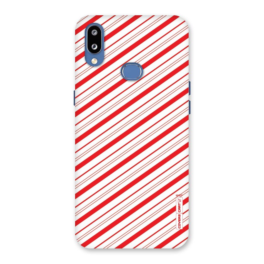 Red And White Diagonal Stripes Back Case for Galaxy M01s